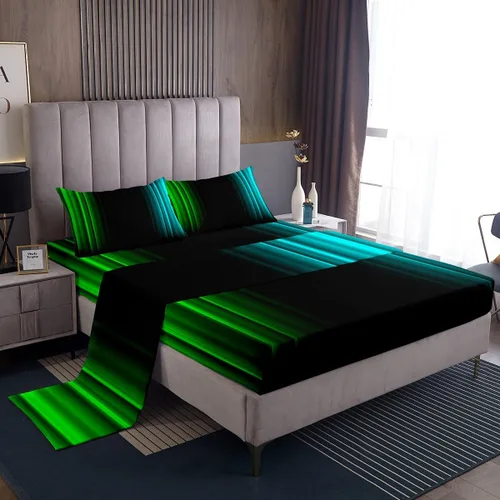 Miniatura 43 de Feelyou Juego de sábanas decorativas con ombre abstracto para niños y adolescentes, juego de sábanas rojas y negras de moda para dormitorio de niñas