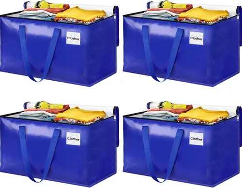 Miniatura 14 de Bolsas de mudanza extra grandes, bolsas de almacenamiento con asas de estudio y cremalleras resistentes, suministros de mudanza para mudanza
