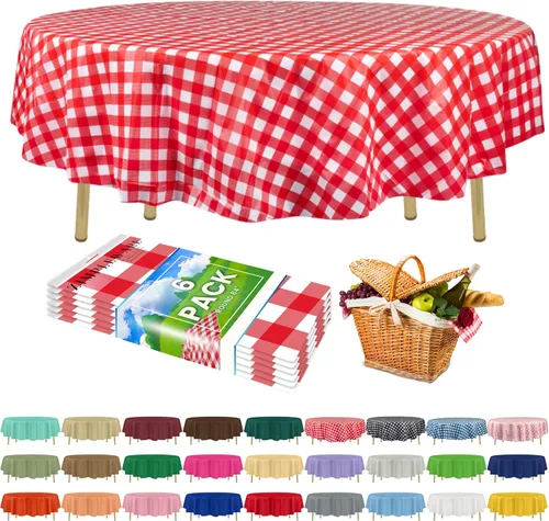 Miniatura 16 de Zimpleware - Mantel redondo de plástico para fiestas de 213 cm (84 pulgadas) de diámetro (paquete de 1, 6 y 12 unidades)