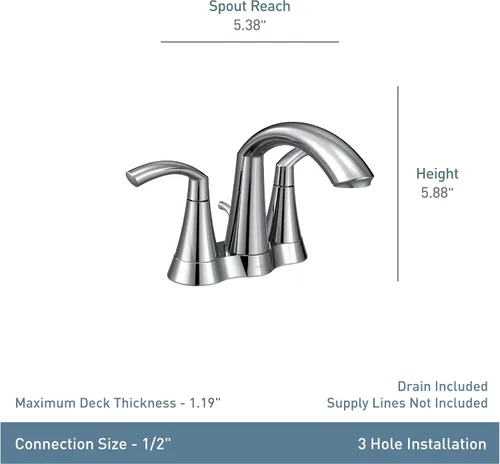 Miniatura 4 de Moen 6172BL Glyde - Grifo de baño con dos manijas de arco alto, color negro mate