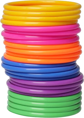 Topbuti 24 anillos de plástico multicolor para lanzar anillos de carnaval para juegos de práctica de velocidad y agilidad, juegos de jardín, patio