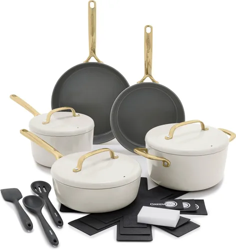 Miniatura 12 de GreenPan GP5 - Juego de ollas y sartenes de 14 piezas, cerámica anodizada dura, antiadherente, sin PFAS, apto para inducción, resistente a los Negro