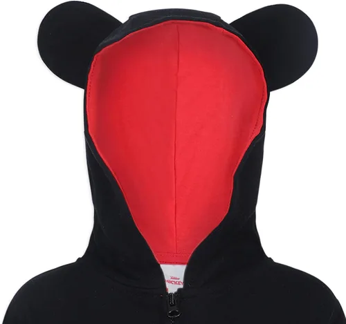 Miniatura 2 de Disney Sudadera con capucha de Mickey Mouse con cremallera para niños pequeños y bebés, color negro