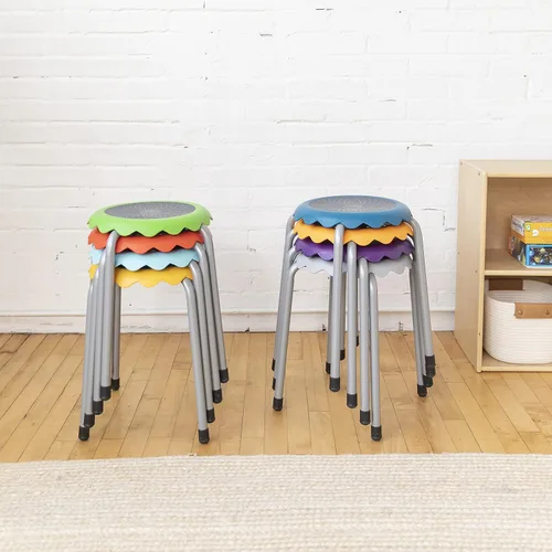 Miniatura 7 de ECR4Kids Daisy Taburete apilable con juego de asientos deslizantes, asientos flexibles, surtido, 8 piezas Turquesa