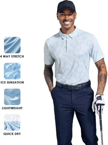 Miniatura 6 de Camisas de golf para hombre, secado rápido, manga corta, estampado de manga corta, que absorbe la humedad