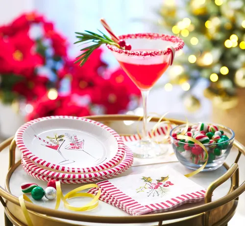 Miniatura 4 de American Greetings 50 servilletas de bebidas de 5 pulgadas x 5 pulgadas por Kathy Davis, suministros para fiestas de Navidad