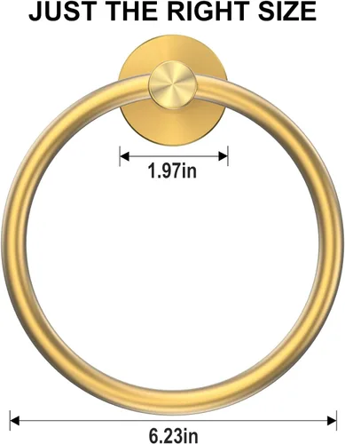 Miniatura 5 de SetSail Toallero de acero inoxidable con rosca para pared de baño, toallero de mano de acero inoxidable para baño, agujero de taladro de cocina