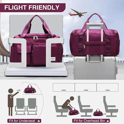 Miniatura 4 de Pequeña bolsa de gimnasio para mujer, bolsa de viaje con compartimento para zapatos
