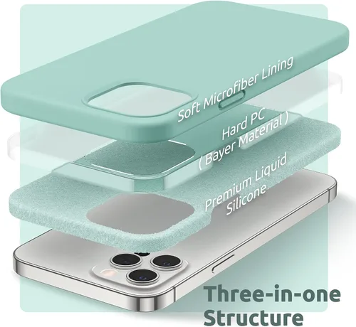 Miniatura 4 de SURPHY Funda diseñada para iPhone 12 Pro Max de 6.7 pulgadas, funda de silicona líquida (con forro de microfibra) para iPhone 12 Pro Max 2020, verde