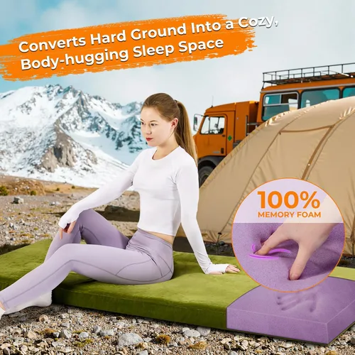 Miniatura 2 de BDEUS Colchón de Espuma Viscolástica para Camping de 3 Pulgadas Impermeable Enrollable Cama de Dormir para Adultos Colchón Enrollable Portátil