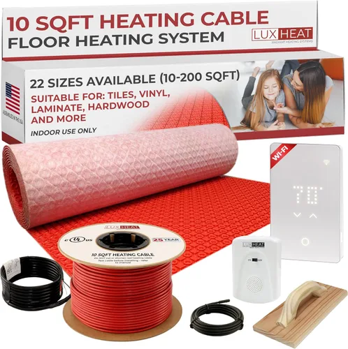 Miniatura 26 de LuxHeat Sistema eléctrico de calefacción por suelo radiante de 100 pies cuadrados - Kit de suelo eléctrico con calefacción de 120 V - Incluye