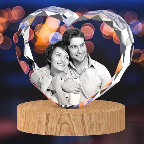 Miniatura 2 de Foto de corazón de cristal 3D, personalizada, tu foto para mamá, papá, ella, él, imagen grabada, grabado láser personalizado, regalo conmemorativo