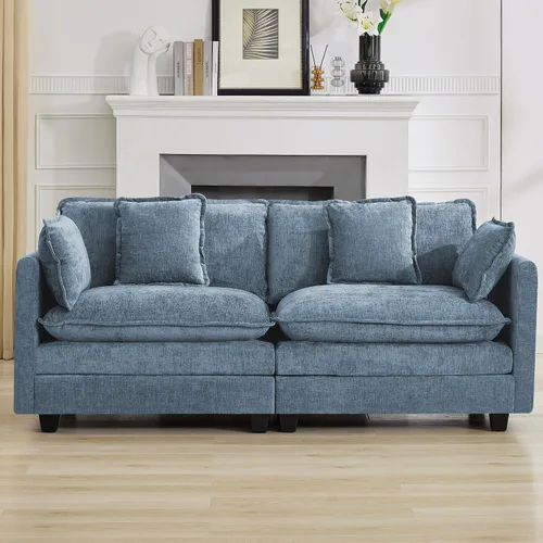 Miniatura 102 de Otomán de Sofá Moderno de Chenille Nube de 35'', Otomán Rectangular para Sofá Seccional Modular, Beige
