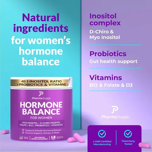Miniatura 3 de Inositol+ Suplemento de equilibrio hormonal para apoyo de señalización metabólica y hormonal, el restablecimiento hormonal todo en uno para sentirse