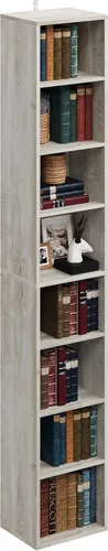 Miniatura 4 de IRONCK Estantería alta y estrecha de 8 niveles, estantería de esquina compacta, fácil de combinar para sala de estar, oficina, estudio, dormitorio