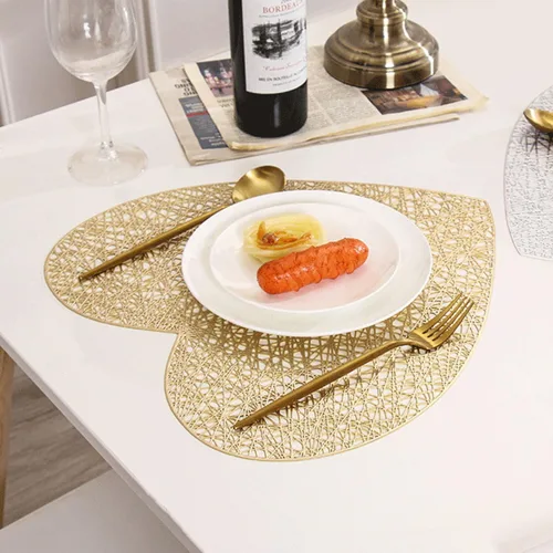 Miniatura 2 de 6 manteles individuales de vinilo metálico de 15 pulgadas con forma de corazón, para el día de San Valentín, Navidad, festival, almuerzo, fiesta