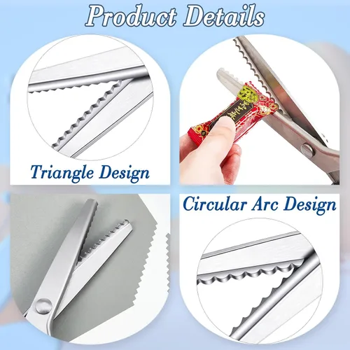 Miniatura 3 de Amylove Tijeras de entintar para cortar tela festoneadas de 0.197 pulgadas, tijeras dentadas de fieltro de 0.197 pulgadas para manualidades, corte