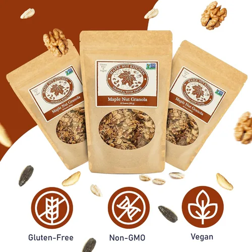 Miniatura 2 de Maple Nut Kitchen Granola de nuez de arce, paquete de 3 – Avena vegana y sin gluten con nueces, calabaza y semillas de girasol Granola baja