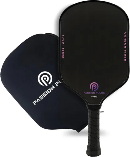Miniatura 9 de Paletas de pickleball 2025, superficie de fibra de carbono cruda (CSF) de 0.63 pulgadas T700 de grano alto y giro, paletas de bola Pro Pickle Negro