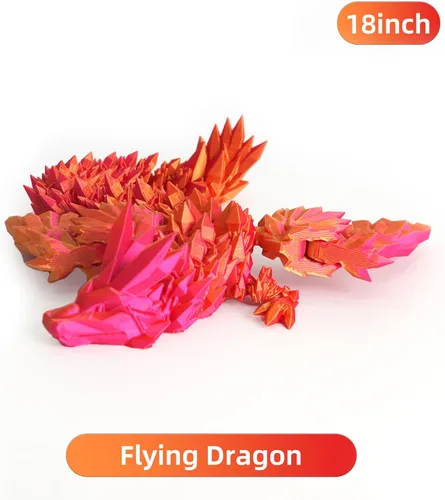 Miniatura 2 de Dragón Impreso en 3D - Dragón Articulado Volador de 18 Pulgadas con Alas, Juguete Fidget de Cristal Alado Flexible, Decoración del Hogar, Regalo