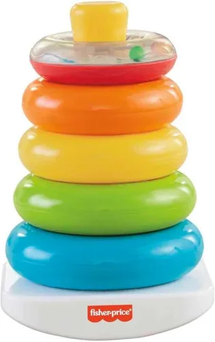Miniatura 4 de Fisher-Price Juego de bloques y juguete Rock-a-Stack para bebés, juego de 10 formas y anillos para apilar para el desarrollo, para niños de 6+ meses
