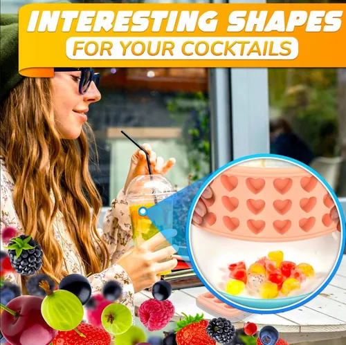 Miniatura 7 de Bandeja para cubitos de hielo con tapa – Molde de silicona de 24 cavidades para forma de corazón y dulces – Moldes flexibles, resistentes al calor e