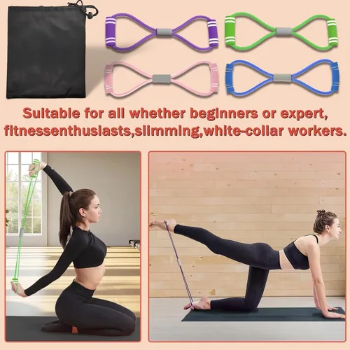 Miniatura 2 de Figura 8 Banda de fitness para entrenamientos en casa, ejercicio de pecho y hombro, banda elástica para entrenamiento de fuerza, hombres y mujeres