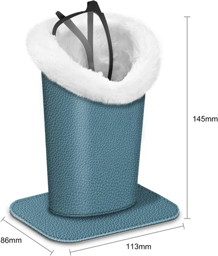 Miniatura 213 de Fintie Soporte para anteojos forrado de felpa con base magnética, estuche de cuero vegano prémium para lentes