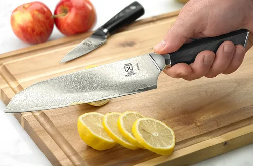 Miniatura 6 de Mercer Culinary Juego de cuchillos de pelar Santoku de alta calidad de 7 pulgadas y 3.5 pulgadas, asas G10