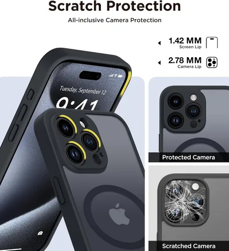 Miniatura 6 de GolbinBox Funda magnética para iPhone 15 Pro, compatible con MagSafe, protección completa de la cámara, protector de pantalla de privacidad