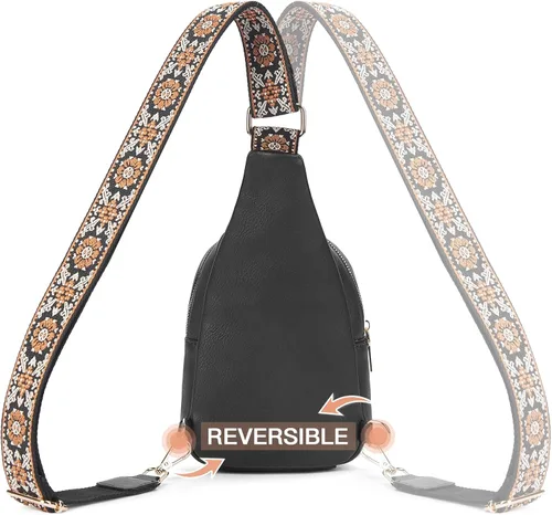 Miniatura 68 de Telena Bolso bandolera para mujer, bolso cruzado para mujer, cangurera de cuero vegano con correa ajustable