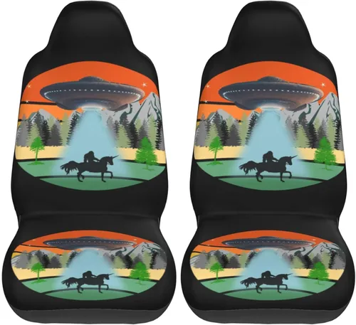 Miniatura 10 de Alien and Bigfoot - Funda de asiento delantero de automóvil para hombres y mujeres, 2 piezas, fundas de asiento automotriz para automóviles, SUV
