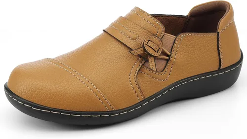 Miniatura 2 de LAZYPOP Mocasines de cuero clásicos y cómodos para mujer, bonitos zapatos de vestir informales, ligeros, para caminar, zapatos planos