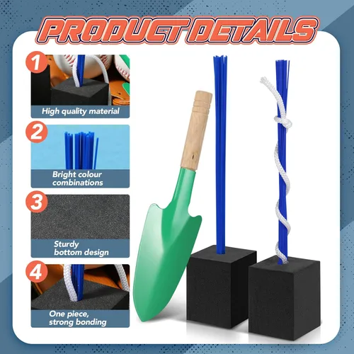 Miniatura 4 de Shappy 12 tapones de base de béisbol con borla, tapones de anclaje resistentes para campo de béisbol y accesorios de sóftbol Azul