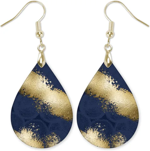 Miniatura 59 de Dangle Earrings for Women Colorful Dangling Drop Statement Jewelry Printed MDF Wood Teardrop Double Side Print Handmade by The Painted Pug