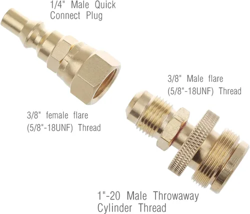 Miniatura 2 de Adaptador regulador de eliminación de propano de 1 libra con enchufe de desconexión de conexión rápida de 1/4 pulgadas, para parrilla de barbacoa