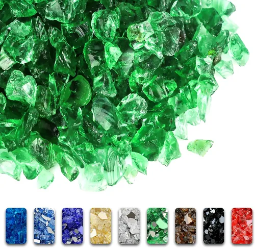 Miniatura 19 de GRISUN Vidrio de fuego azul océano Pacífico para hoguera, 10 libras 1/2 pulgada rocas de vidrio templado para chimenea natural o propano, seguro