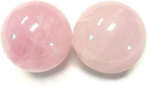 Miniatura 2 de Bolas Baoding de cristal de cuarzo rosa de 1.57 pulgadas, bolas de ejercicio de salud y estrés de cristal rosa para aliviar el estrés, ejercicio