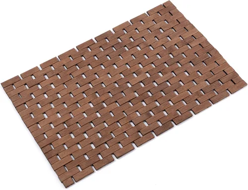 Miniatura 23 de Alfombra de baño de bambú, alfombras de baño para suelo, ducha y bañera de madera, impermeable, antideslizante, accesorios de 16 x 24 pulgadas