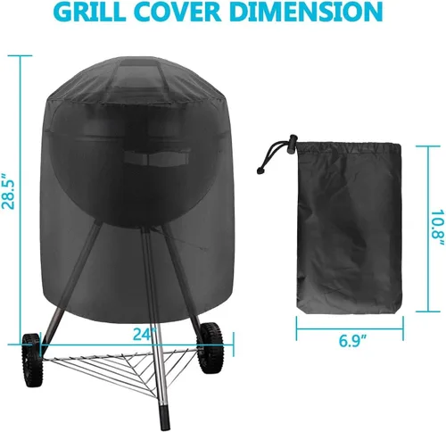 Miniatura 2 de Linkstyle Cubierta redonda para barbacoa, 24 pulgadas de profundidad x 28.5 pulgadas de alto, cubierta para parrilla Weber Charcoal Kettle