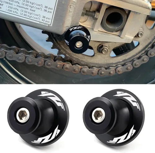 Miniatura 2 de 2pcs 6MM M6 X1.5 Motocicleta Swing Arm Sliders Stand Carretes para YZF R1 R3 R6 R7 R125 R25 R1000 (negro)