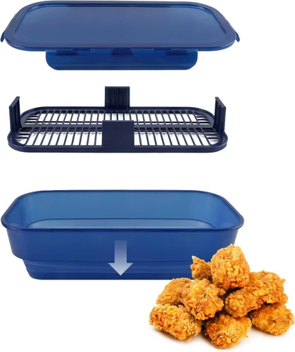 Miniatura 9 de COOK WITH COLOR Tazón Plegable para Rebozar - Recipiente Agitador para Rebozar Sin Ensuciar - Ideal para Pescado Frito, Pollo Frito, Aros de Azul