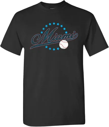 Camiseta de hombre estilo vintage del equipo para aficionados al béisbol Miami - Camisa negra