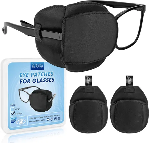 eZAKKA Parches para ojos para adultos y niños, para ojo izquierdo y derecho, 2 piezas de parches médicos para anteojos de seda para ojo perezoso,
