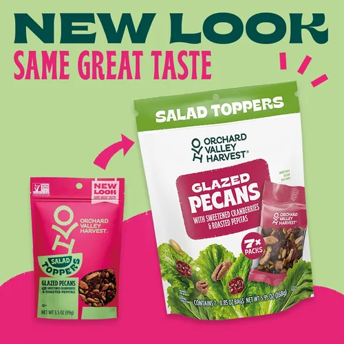 Miniatura 3 de Orchard Valley Harvest Salad Toppers - Nueces pecanas glaseadas con arándanos endulzados y pepitas asadas, 0.85 onzas (paquete de 7) bolsa