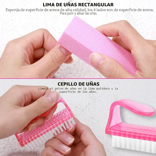 Miniatura 4 de FANDAMEI Limas de uñas y amortiguadores, herramientas de manicura kit de cuidado de uñas con lima de uñas, bloque de pulidor de uñas, cuidado
