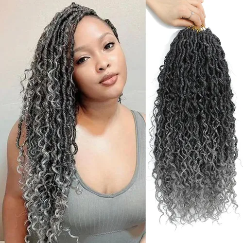 Miniatura 26 de 8 Paquetes de Rastas Falsas Bohemias de Ganchillo de 14 Pulgadas, Rastas Suaves de Ganchillo con Extremos Rizados, Pre-enrolladas, Cabello de 1B/27#