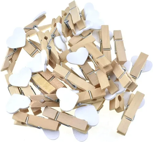 Miniatura 23 de HAHIYO Pinzas para ropa de madera doradas, mini pinzas para la ropa, no se deshacen de 1 pulgada de largo, paquete de 80 resortes resistentes