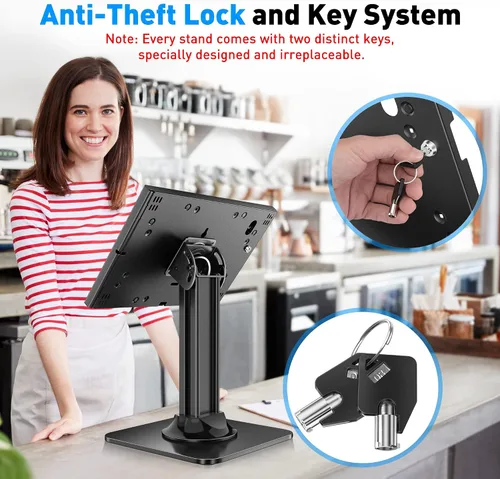 Miniatura 3 de AboveTEK Soporte antirrobo para quiosco para iPad – Soporte de seguridad para iPad POS y soporte para tableta con bloqueo – Base resistente, giro