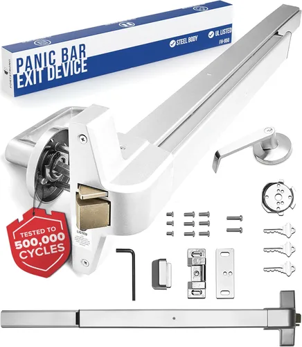 FORTSTRONG 31" Dispositivo de Salida de Pánico con Barra de Empuje Comercial (Plata) - Barras de Pánico para Puertas de Salida con Manija de Puerta